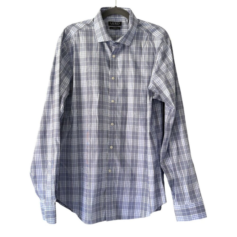 Lauren Ralph Lauren Slim Fit Performance Dress Shirt Size XL  17 36/37 Plaid